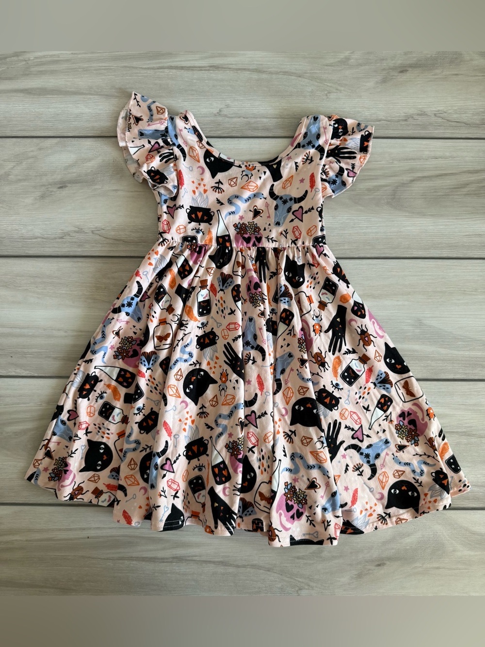 Dot Dot Smile Black Cat Empire Dress Pink Size 3/4 NWOT